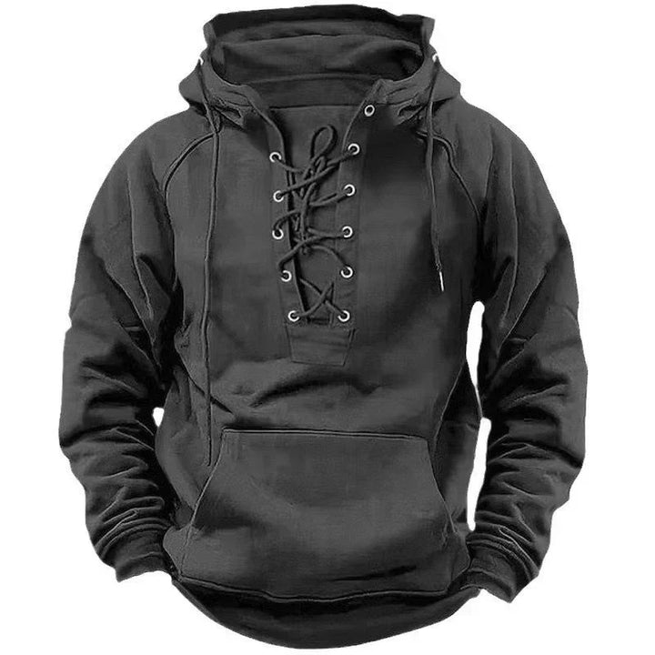 Luvtröja - Bekväm &amp; Stilren Pullover med Huva och Lacing för Höst