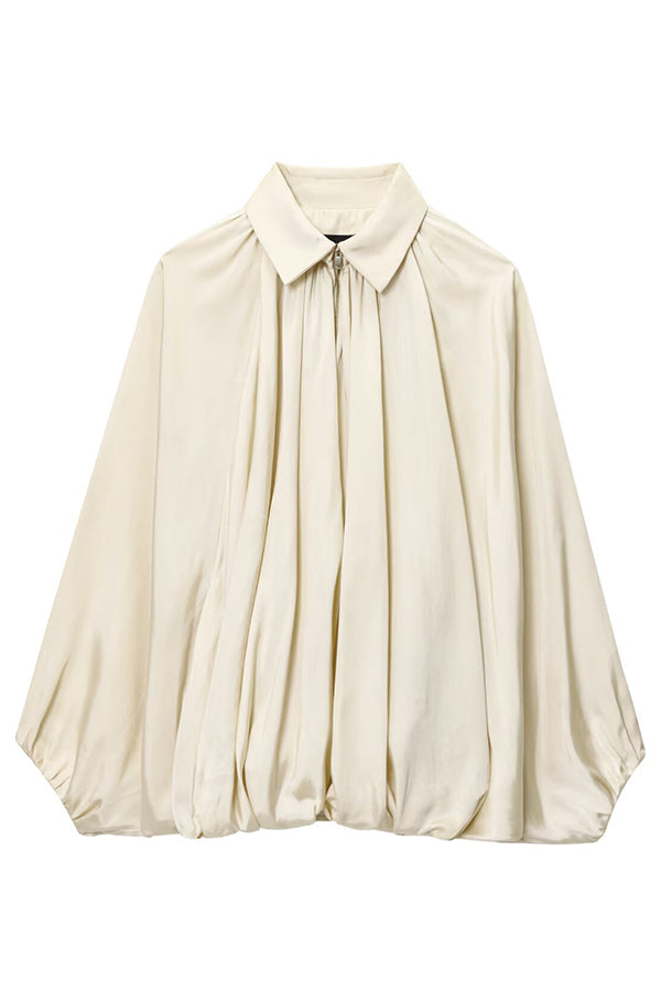 | Dam casual Jacka med Lapels Lång Puff Ärmar och Dragkedja