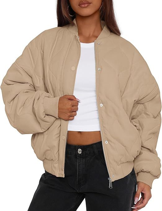 Dam oversize kviltad bomber jacka med vadderad insulation och raglan ärmar