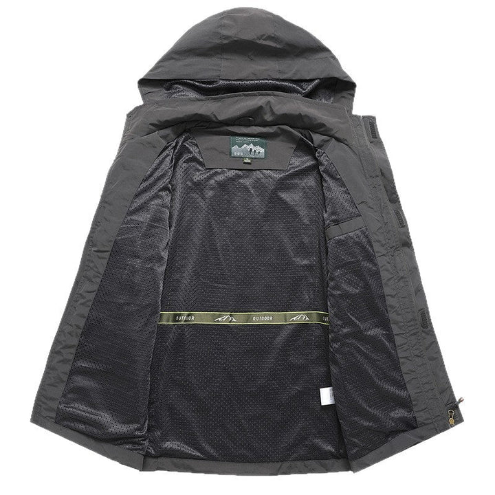 Herr Technical Ljus Utomhus Jacka med Huva Vattenavvisande och Multifunctional Fickor