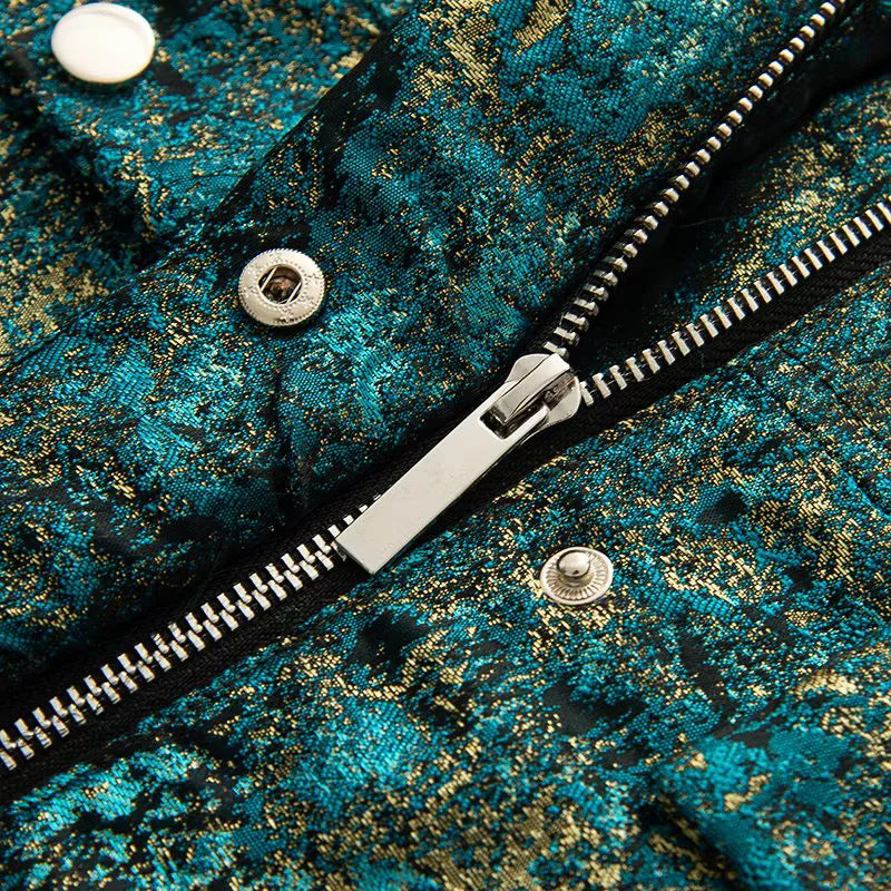 Dam cropped boxy jacka med ståkrage, snap knäppning och patched breast flaps