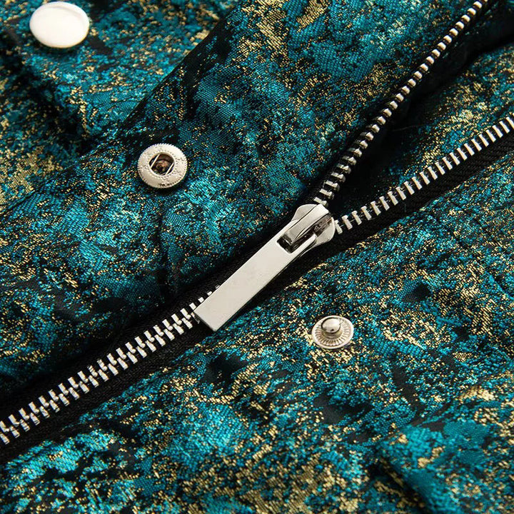 Dam cropped boxy jacka med ståkrage, snap knäppning och patched breast flaps