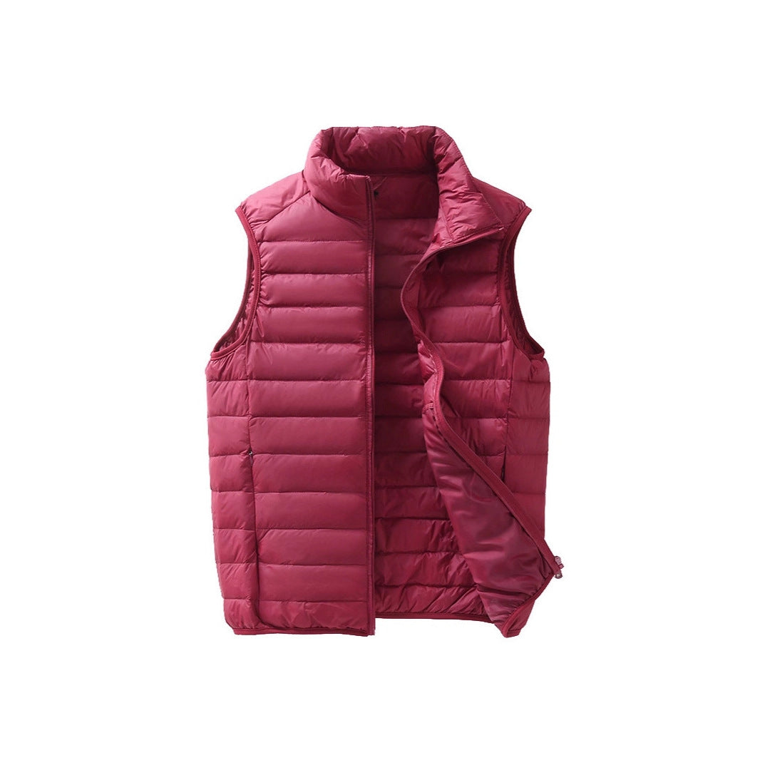 Unisex Lätt Quiltad Väst med Stå Krage och Dragkedja