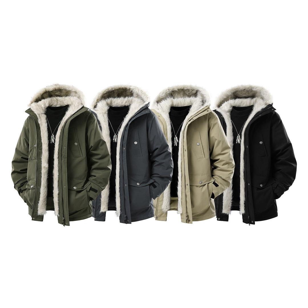 Herr Fodrad Winterparka med Fuskpälshuva och Termofoder, Wind- och Vattenavvisande