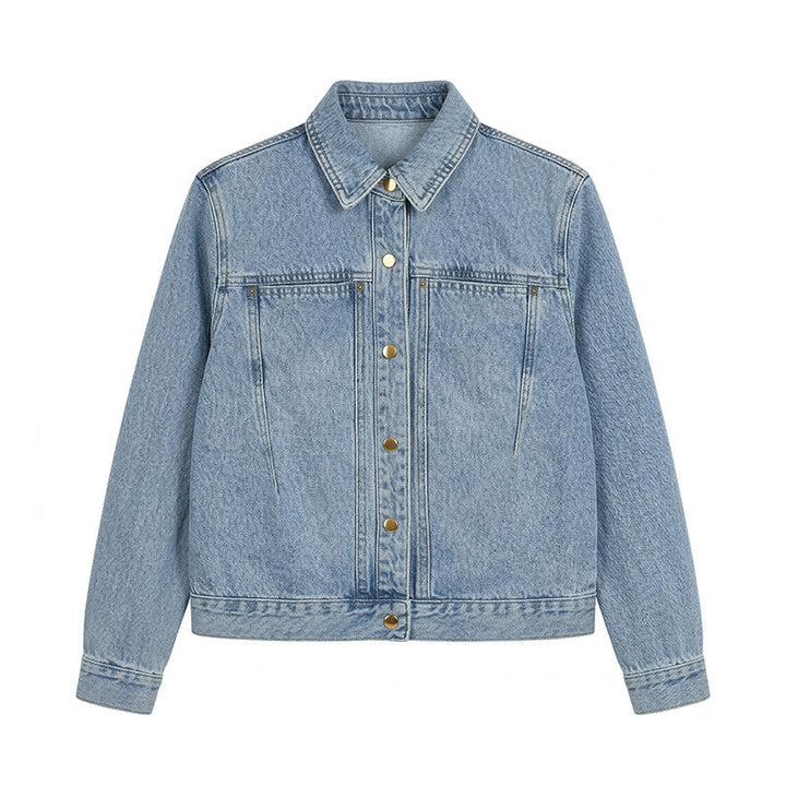Dam Denimjacke med Knäppning