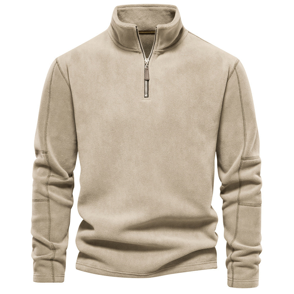 Herr Lätt Fleece Pullover med Kort Dragkedja och Ståkrage