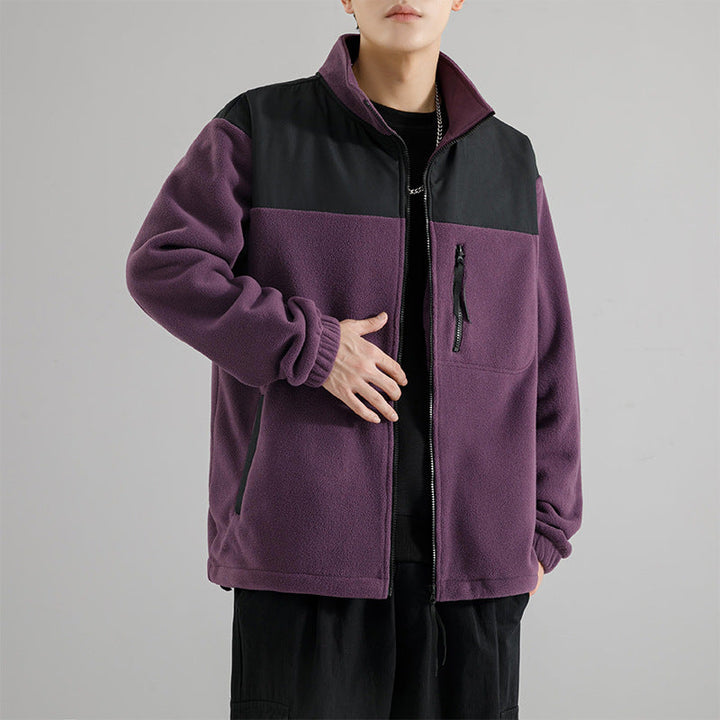 Herr Fleecejacke med Verstärktem Schulterpaneel, Ståkrage och Brustreißverschluss