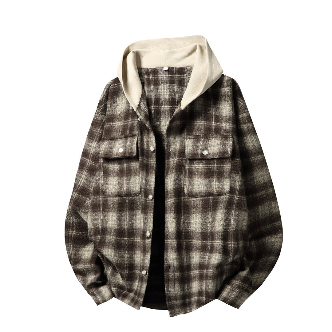 Unisex Skjortjacka i Layer Look med Integrated Huva