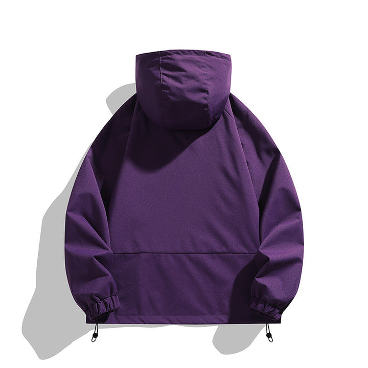 Unisex lätt med huva Windbreaker med vattenavvisande Surface, dragkedja fickor och dragsko