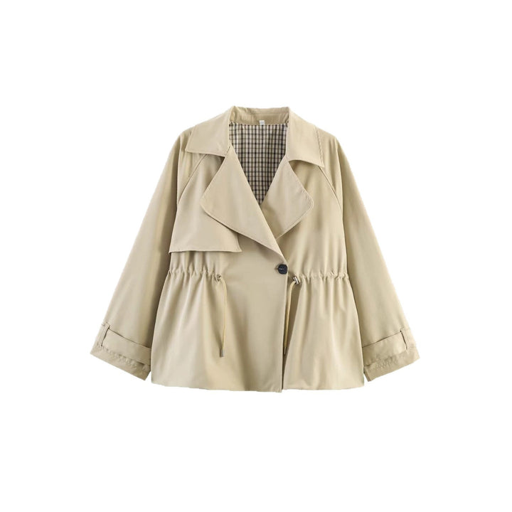Dam Kort Trenchcoat i Boxig Skärning med Drawstring Waist och Oversize Muddar