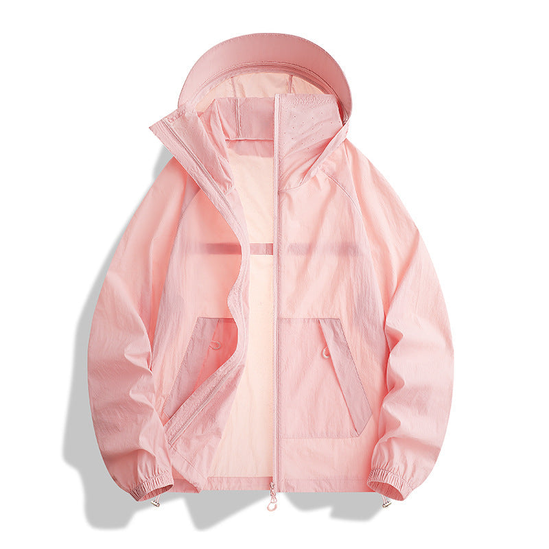 Herr Lätt Wind och Water-Resistant med Huva Övergångsjacka med Adjustable Fåll Dragsko och Tvåvägsdragkedja