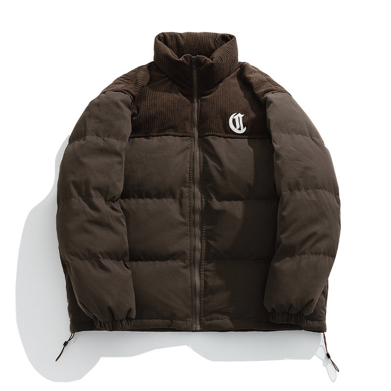 Dam Vadderad Quiltad Jacka med Cord Insert, Stå Krage och Dragkedja