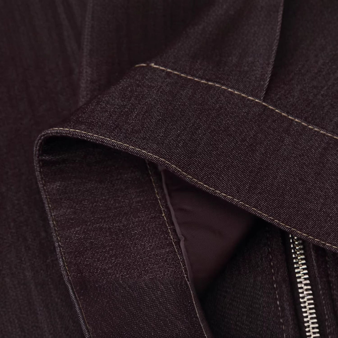 Dam Kort Boxig Jeans Jacka med Full Dragkedja och Lock Patch Fickor