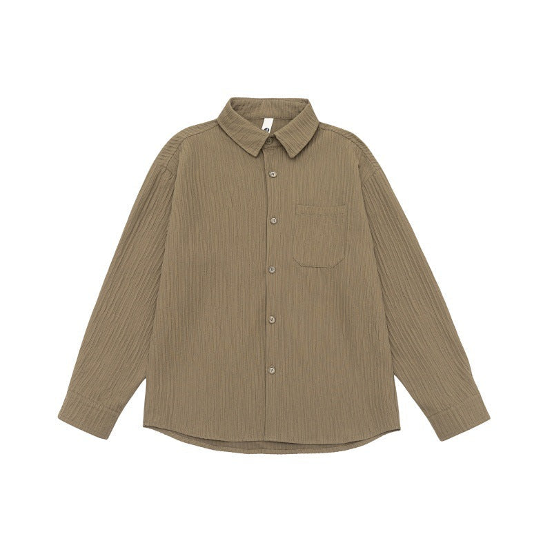 Unisex Textured Oversized Skjorta Jacka med Waffle Structure och Bröstficka