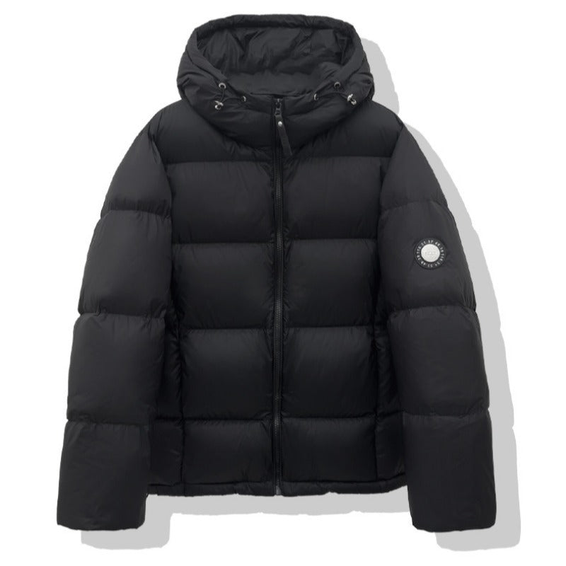 Dam kort vadderad jacka med XXL huva och square quiltning