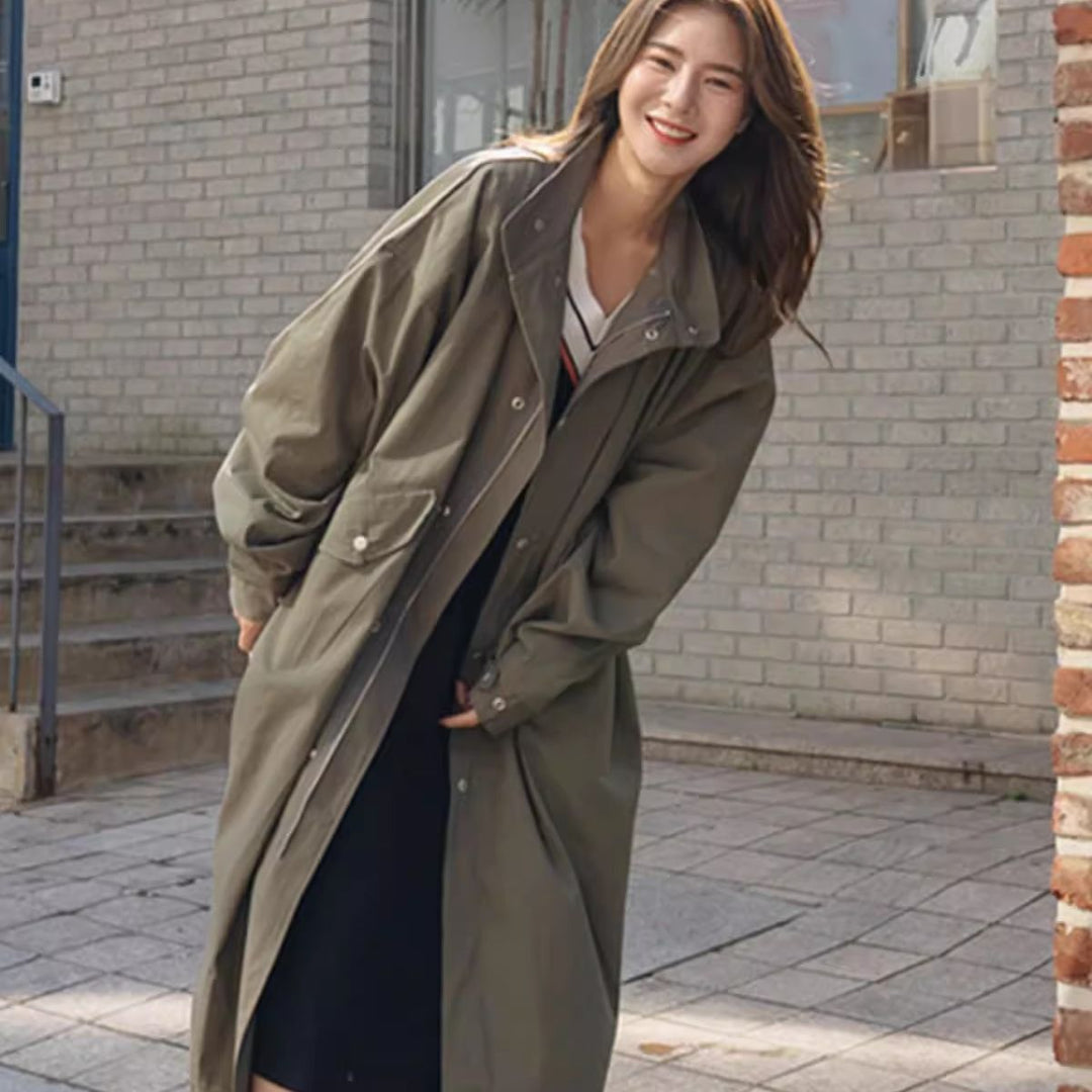 Dam lång Oversize vindjacka i Utility look med Flap fickor