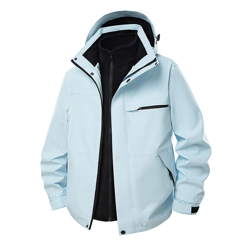 Herr Two-Layer Funktionell Övergångsjacka med Avtagbar Fleece Inner Jacka, Huva &amp; Vattenavvisande Skal