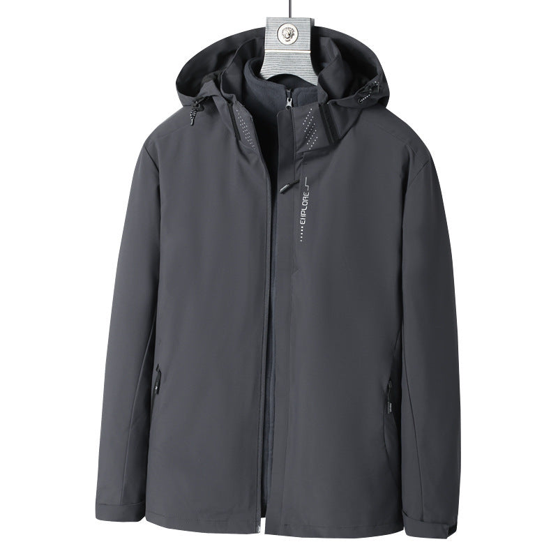 Herr Wind och Water-Resistant Jacka med Huva med Ergonomic Skärning och Concealed Dragkedja