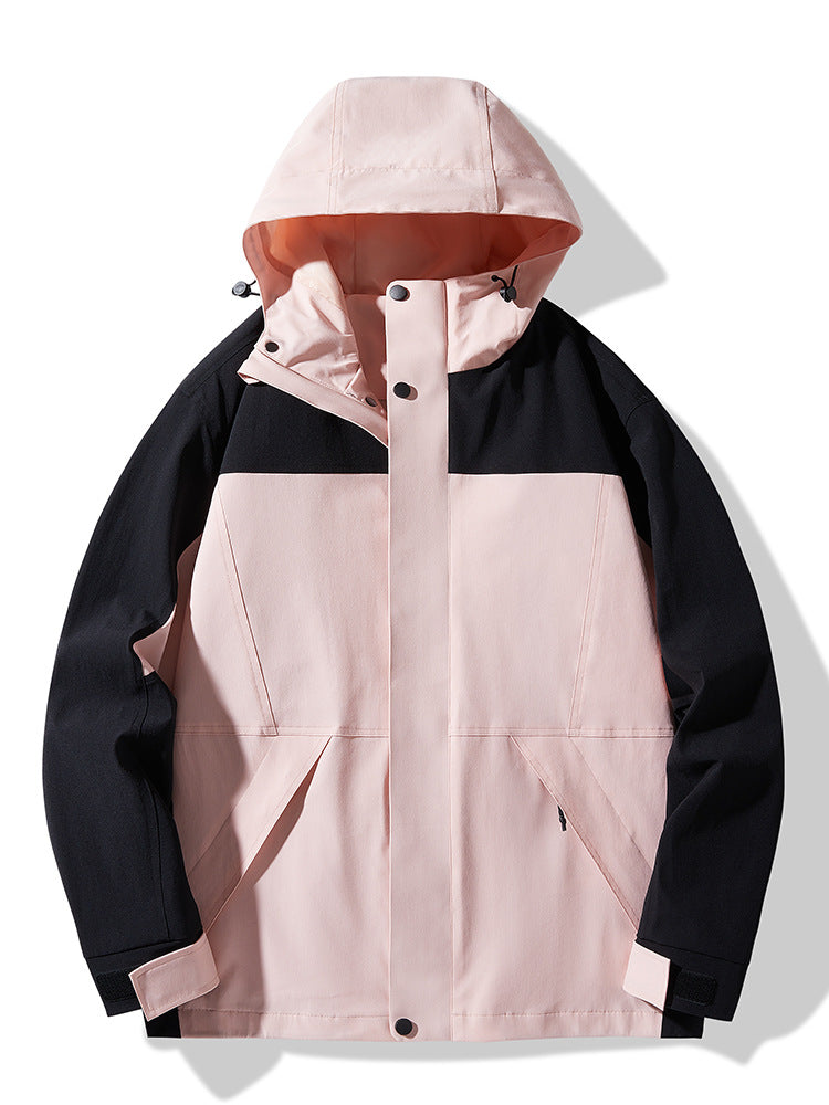 Herr teknisk Colorblock softshell regnjacka med justerbar huva