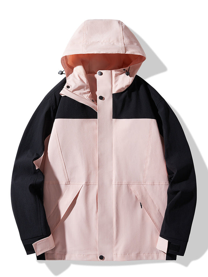 Herr teknisk Colorblock softshell regnjacka med justerbar huva