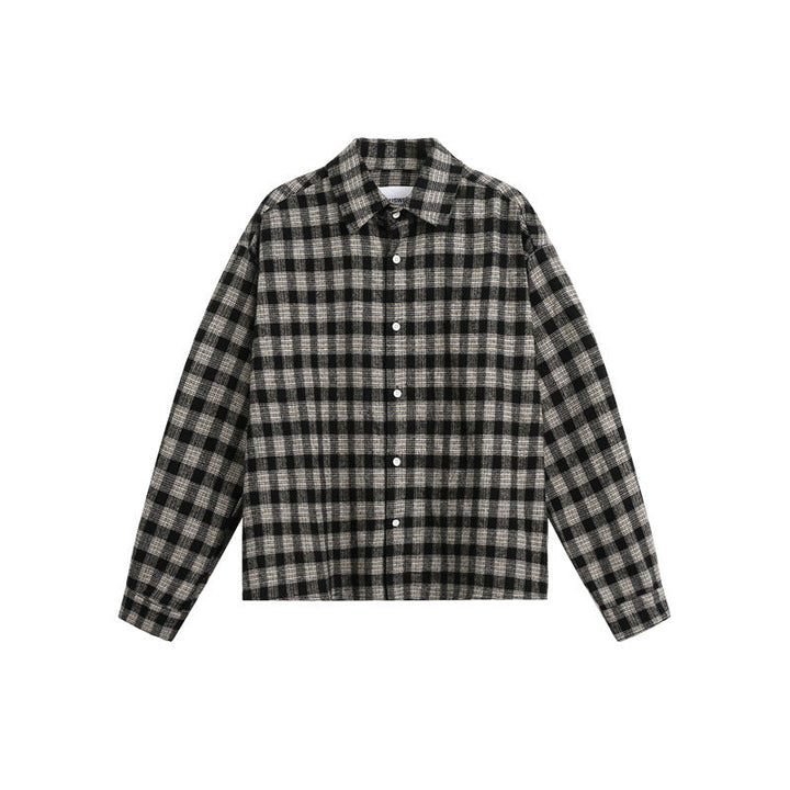 Herr boxig overshirt tillverkad av brushed flanell blend med hel knäppslå