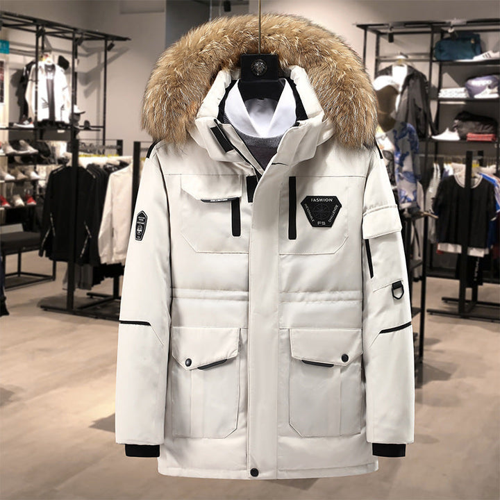 Herr Technical Insulated Vinter Parka med Uttagbar Faux Fur Huva och Multifunctional Fickor