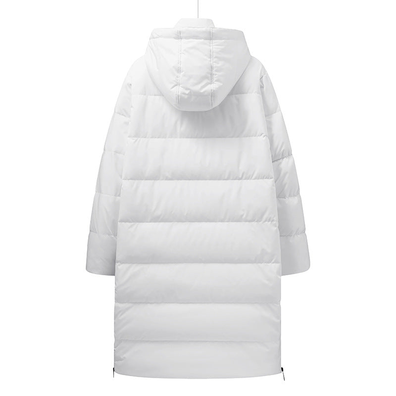 Dam Maxi-lång Stretch Thermo kviltad kappa med 3D Quilt och justerbar huva