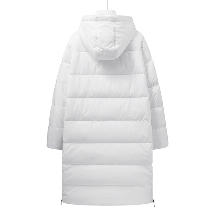 Dam Maxi-lång Stretch Thermo kviltad kappa med 3D Quilt och justerbar huva