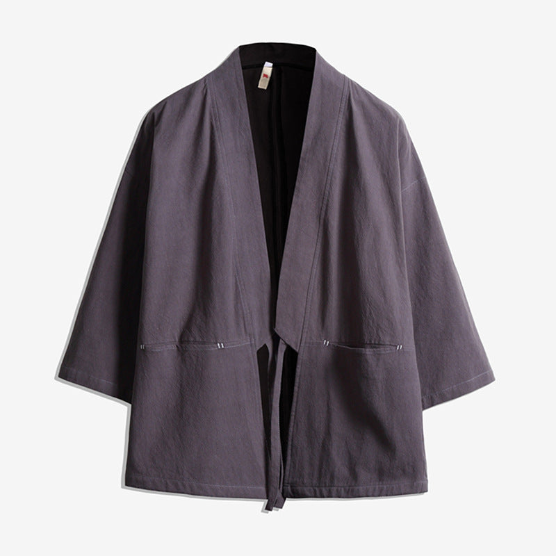 Unisex kimono jacka in oversize skärning gjord lätt bomull blend med knytband