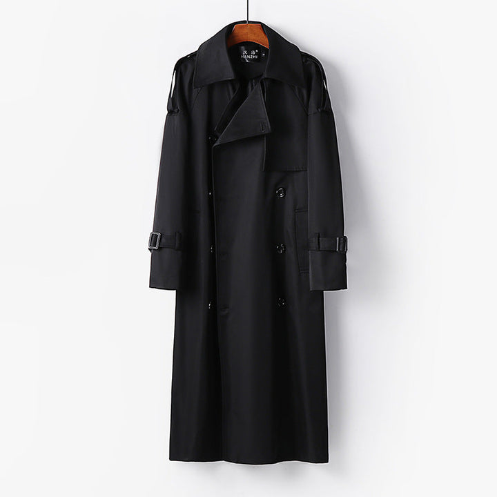 Dam längre Double-breasted trenchcoat med knytband och Epaulettes