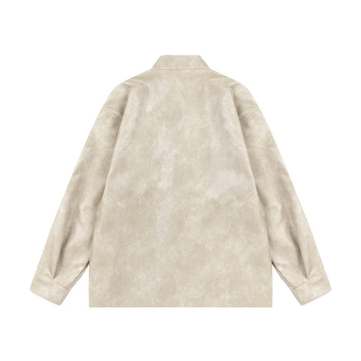Unisex Asian Inspired Oversized Jacka med Mandarinkrage och Knot Stängningar