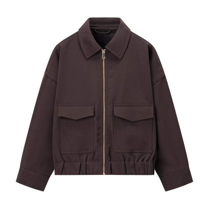 Dam 20+ Hiding Kort Blouson Jacka i Utility Look med Patch Fickor