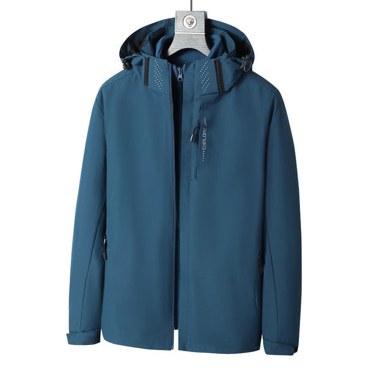 Herr Wind och Water-Resistant Jacka med Huva med Ergonomic Skärning och Concealed Dragkedja