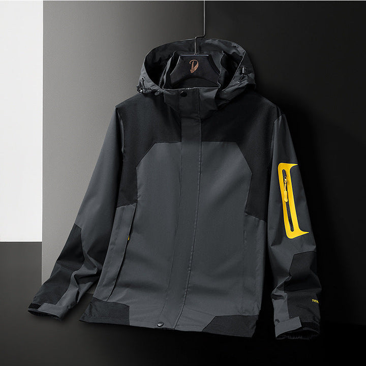 Herr Teknisk Softshell Frilufts Jacka med Huva Vatten Avvisande Membran och Arm Ficka