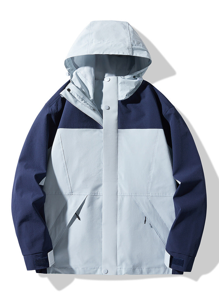 Herr teknisk Colorblock softshell regnjacka med justerbar huva