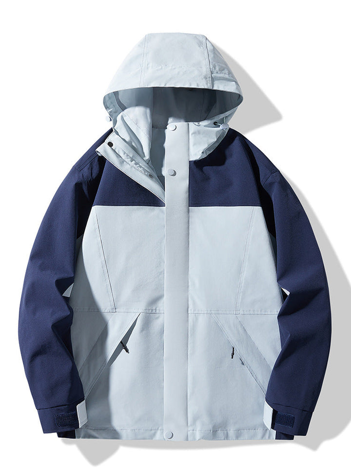 Herr teknisk Colorblock softshell regnjacka med justerbar huva