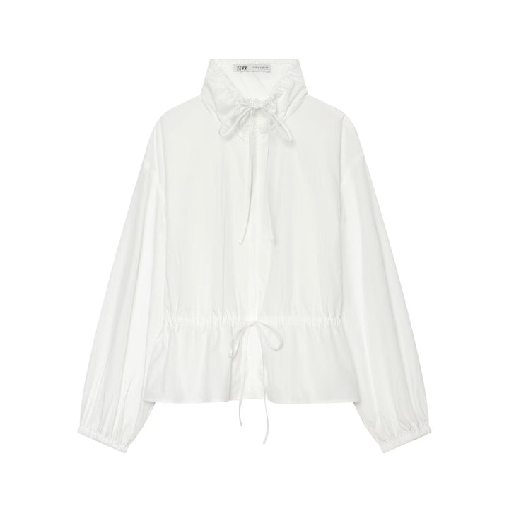Dam Lätt Kort Vind Jacka med Drawstring Krage och Waist Ruching