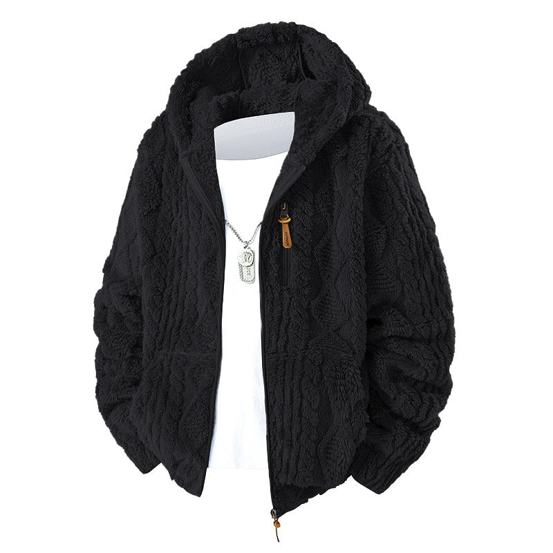 Herr Kuschelige Teddy-Fleece Kapuzenjacke med Durchgehendem Reißverschluss och Brusttasche