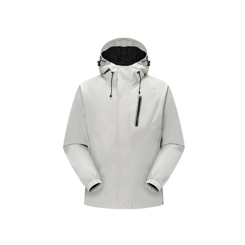 Herr Vindtät Andningsbar Regn och Softshell Jacka med Justerbar Huva och Reflekterande Inlägg Drune