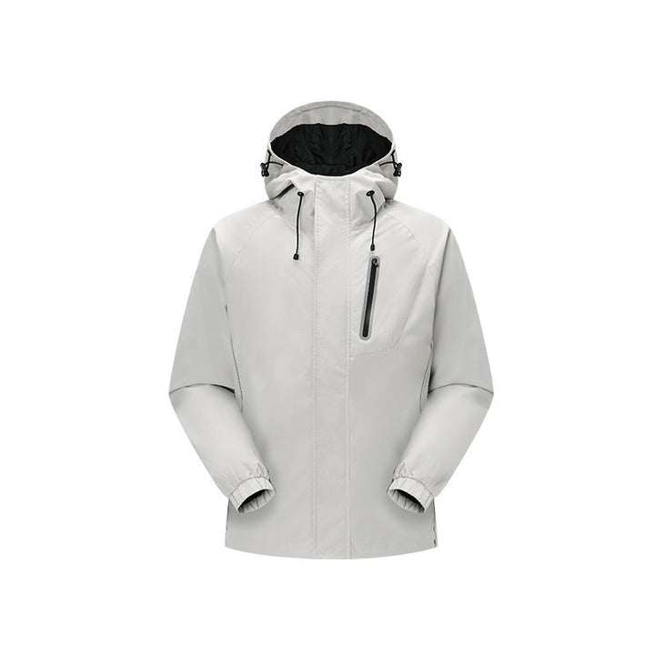 Herr Vindtät Andningsbar Regn och Softshell Jacka med Justerbar Huva och Reflekterande Inlägg Drune