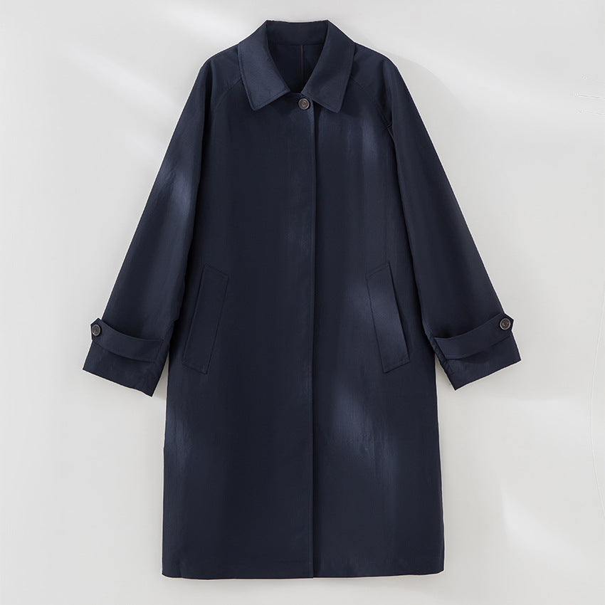 Dam Mid-Length trenchcoat med dold snap placket och justerbar muddar