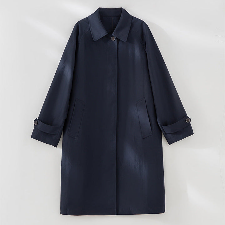 Dam Mid-Length trenchcoat med dold snap placket och justerbar muddar