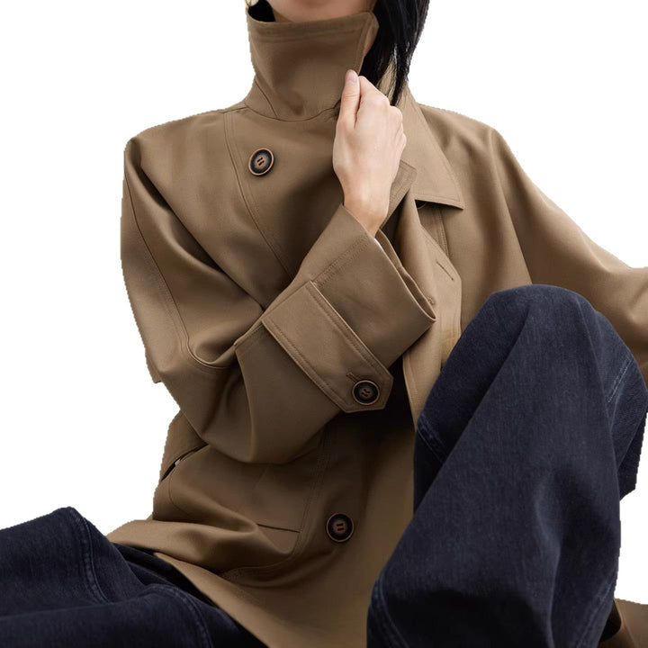 Dam modern trenchcoat med midjebälte och stor fickor