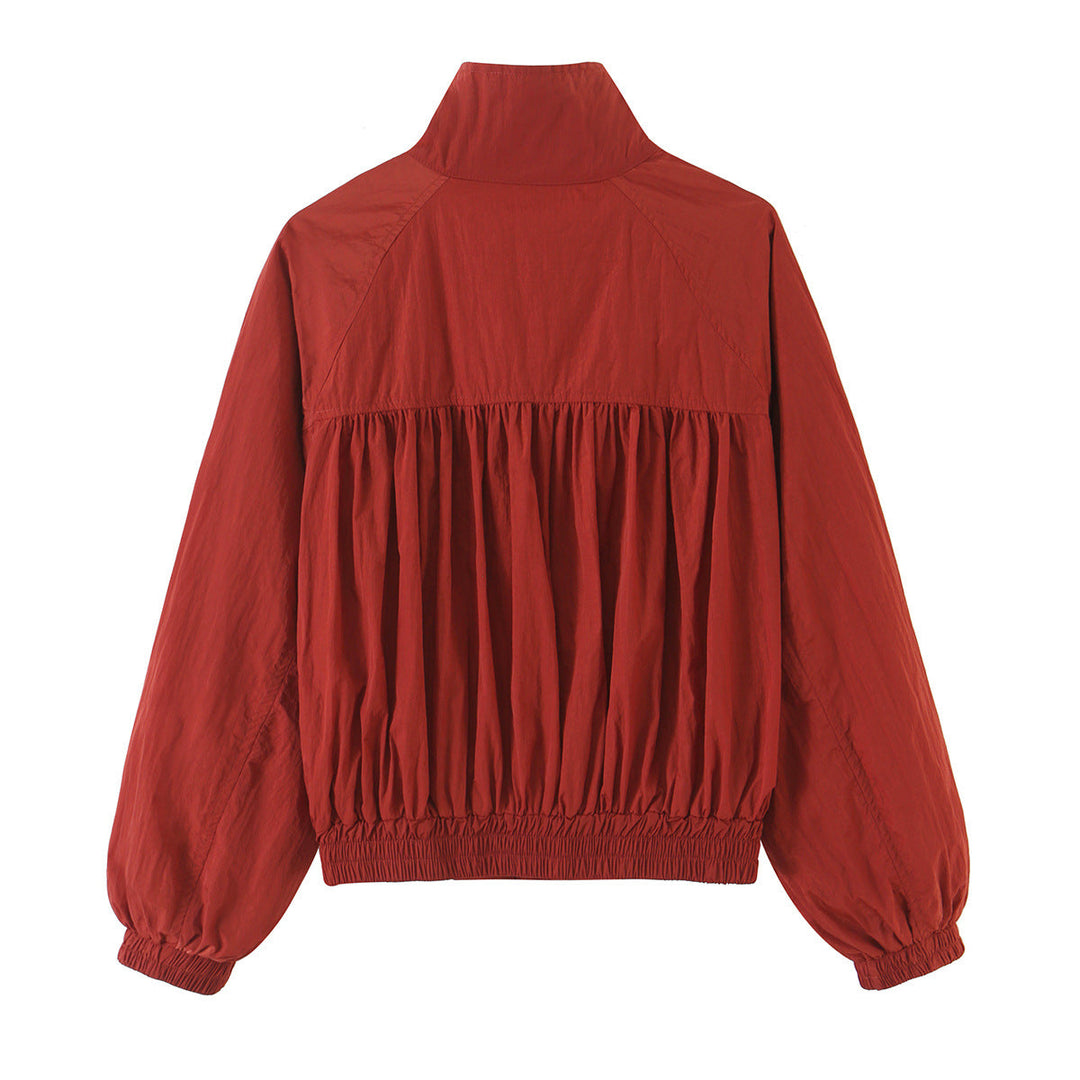 Dam Lätt Kort Windbreaker med Stå Krage och Elastic Nederkant