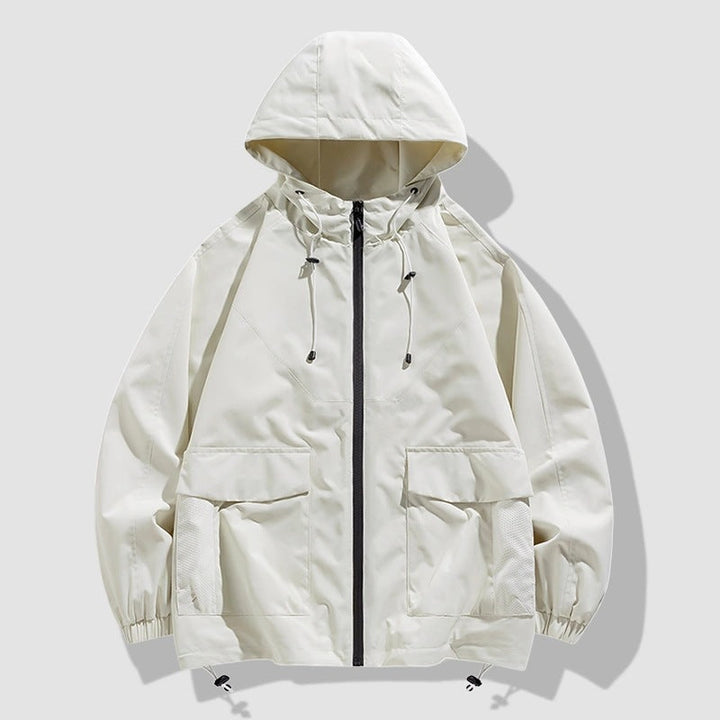 Herr Oversize Utility Softshelljacka med Huva, Patches och Justerbar Fåll