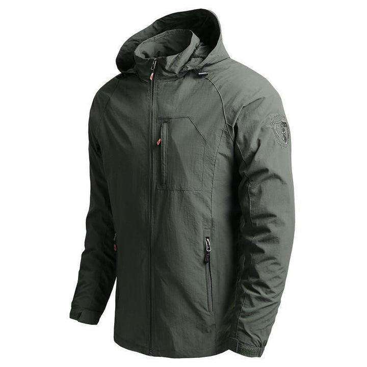 Herr Lätt Softshell Frilufts Jacka med Huva och Vattenavvisande Membran som Väl som Bröstficka