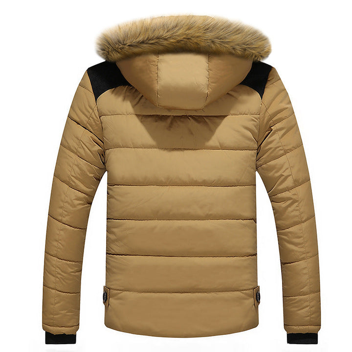 Herr Termisk Parka i Urban Utomhus Stil med Uttagbar Faux Fur Huva och Microfleecefoder