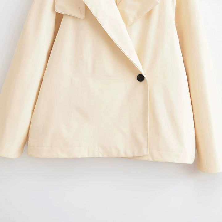 Dam Kort Trench-Stil Jacka med Asymmetric Lapel