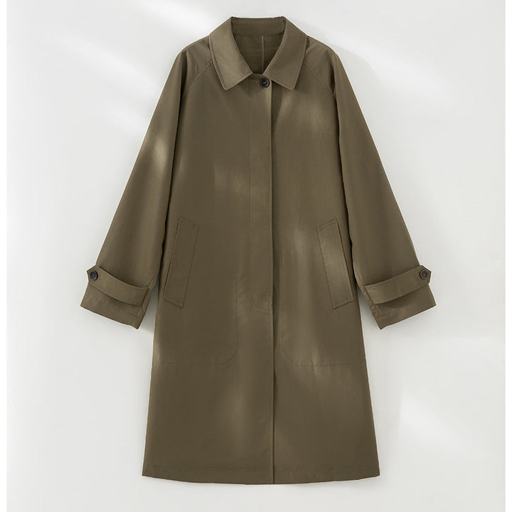 Dam Mid-Length trenchcoat med dold snap placket och justerbar muddar