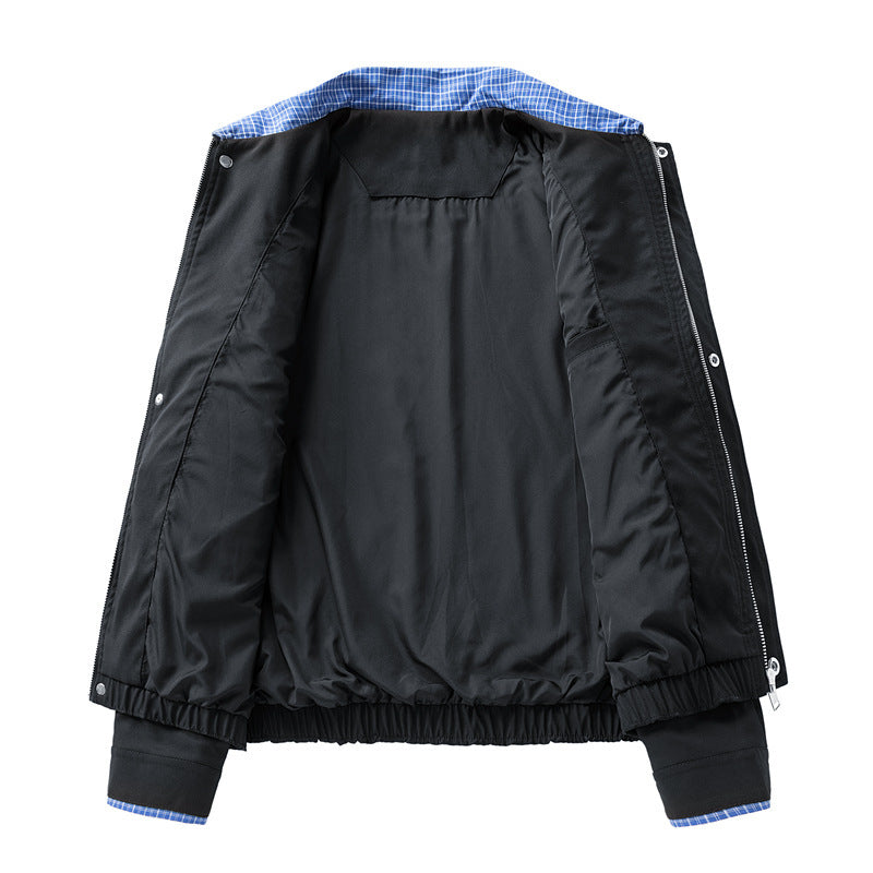 Dam Fashion Blouson Jacka med Check Krage